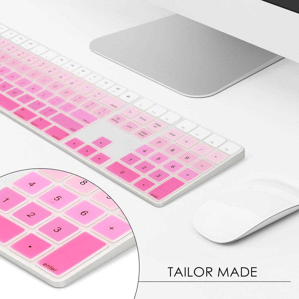 Allinside Ombre Pink Cover for Apple iMac Magic Wireless Keyboard with Numeric Keypad MQ052LL/A A1843 US Layout