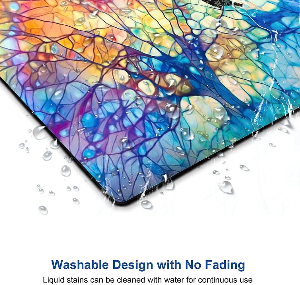 Hokafenle Mouse Pad, Cute Tree of Life Mouse Pad, Square Mouse Mat Design Waterproof Mouse Pads Non-Slip Rubber Base Mousepad for Office Home Laptop, Rainbow Tree