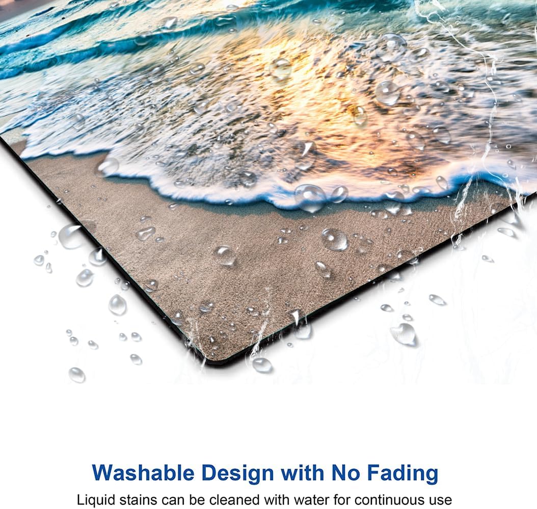 Mouse Pad, Beach Mouse Mat, Square Waterproof Non-Slip Rubber Base Computer MousePads for Desk Office Laptop