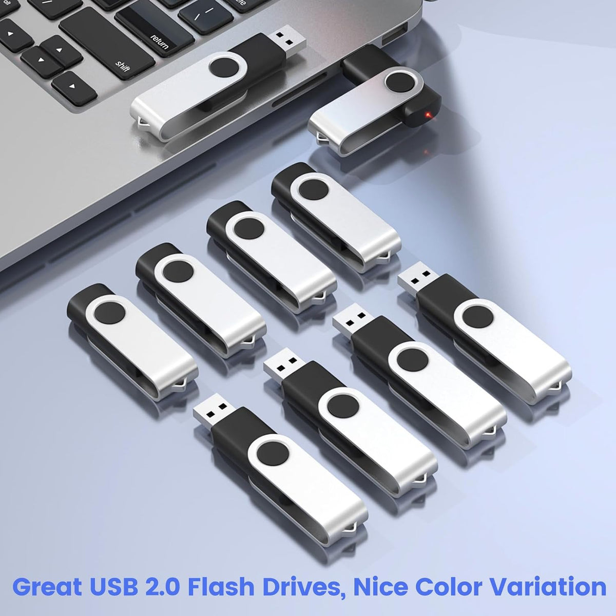 ABLAZE 128GB Flash Drive 2 Pack, USB 2.0 Thumb Drives with Lanyards Swivel USB Memory Stick 16GB