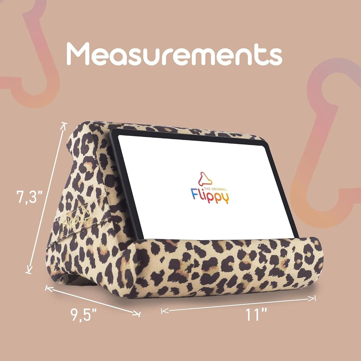 Flippy Tablet Pillow Stand - Cushion Tablet Stand & Holder, Bed Support for Lap and Desk, Compatible with Phone & Book Reading: Kindle, iPad Pro, iPhone & Samsung - Def Leopard