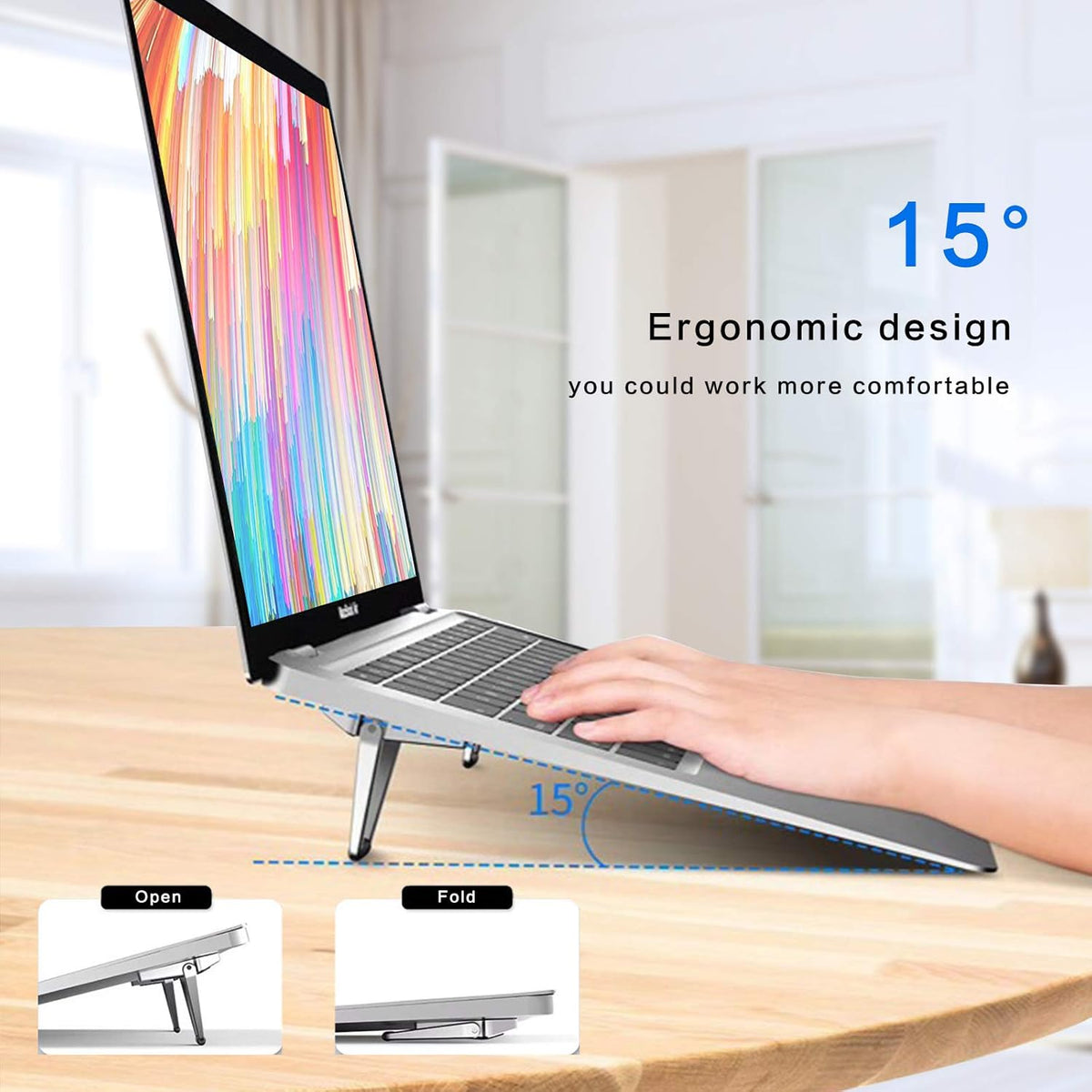 Laptop Stand Portable,Zinc Alloy Laptop Mini Stand,Laptop Riser Invisible,Ergonomic Laptop Stand Cooling Suitable for 12-20 Inches Laptop.（Silver-2pieces）