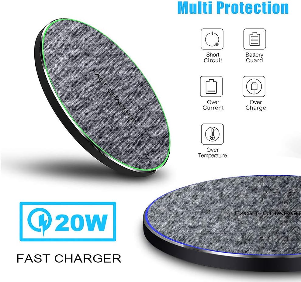 20W Fast Wireless Charger Pad,Wireless Phone Charging Station Compatible with iPhone 16/15/14/13/12/11/SE/X/AirPods,Fast Charge for Samsung Galaxy S25/S24/S23/S22/Note/Buds/Buds +,Pixel,LG G8/7