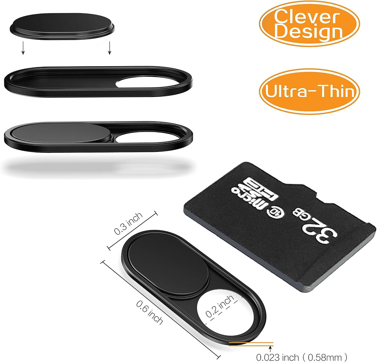 imluckies 3 Pack 0.023 inch 8/7/6 Webcam Cover Slide, Ultra-Thin Metal Camera Cover for Laptop Computer, MacBook