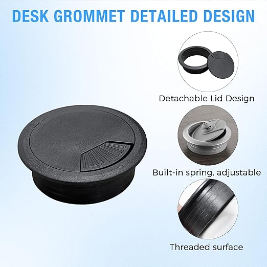 Desk Grommet 2" (50 mm), Desk Cord Hole Cover, Light Grey 2 Pcs