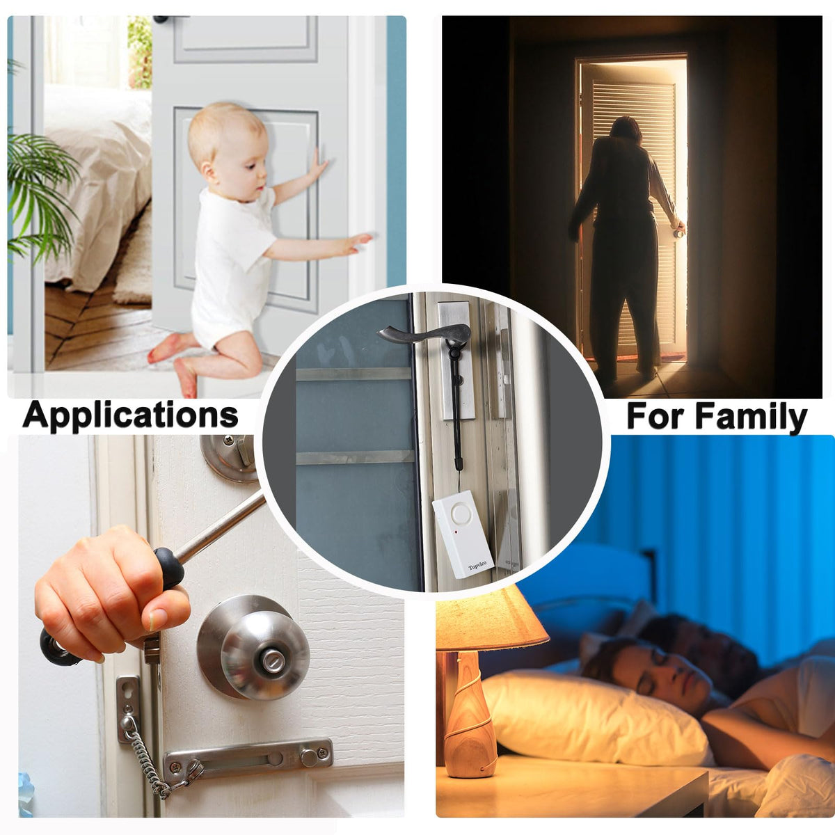 Topvico Door Handle Alarm Vibration Triggered, Hotel Travel Portable Door Alarm, 130dB Wireless Home Security for Kids, Elderly, Dementia, Remote