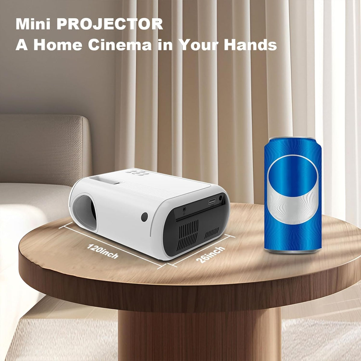 Chicdaze 1080P, 150ANSI, 26"-120" W70 Mini Projector, Portable Projector Support Full HD Movie Projector with Bult