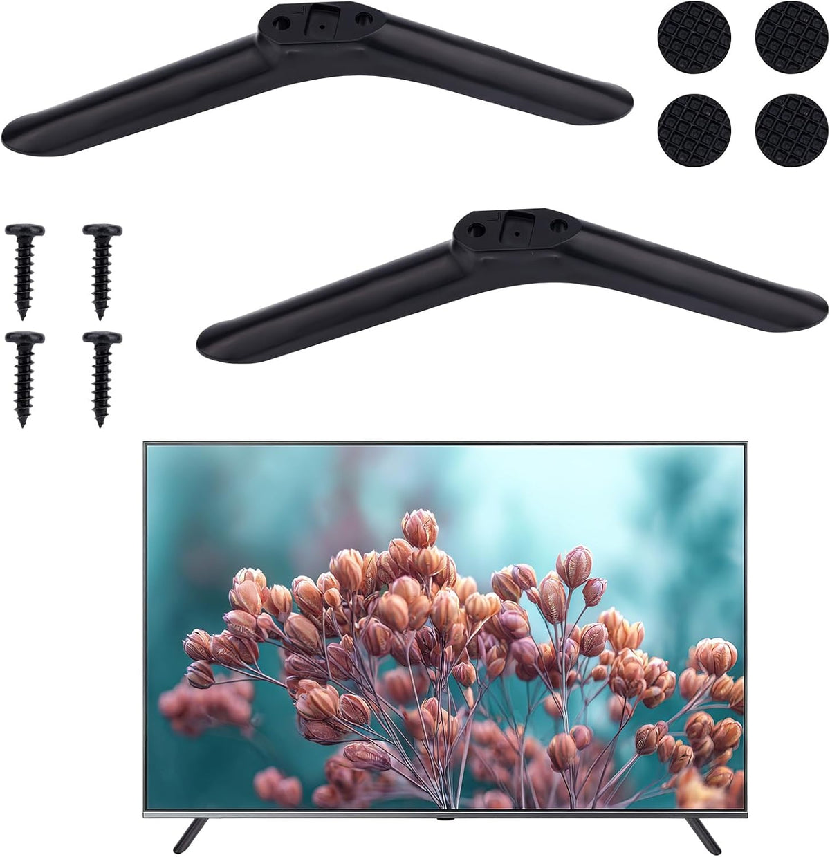 Goktvai 2pcs 32in/81cm, Universal TV Stand Legs for Black TV Mounting Brackets Replacement with Screws Easy Install