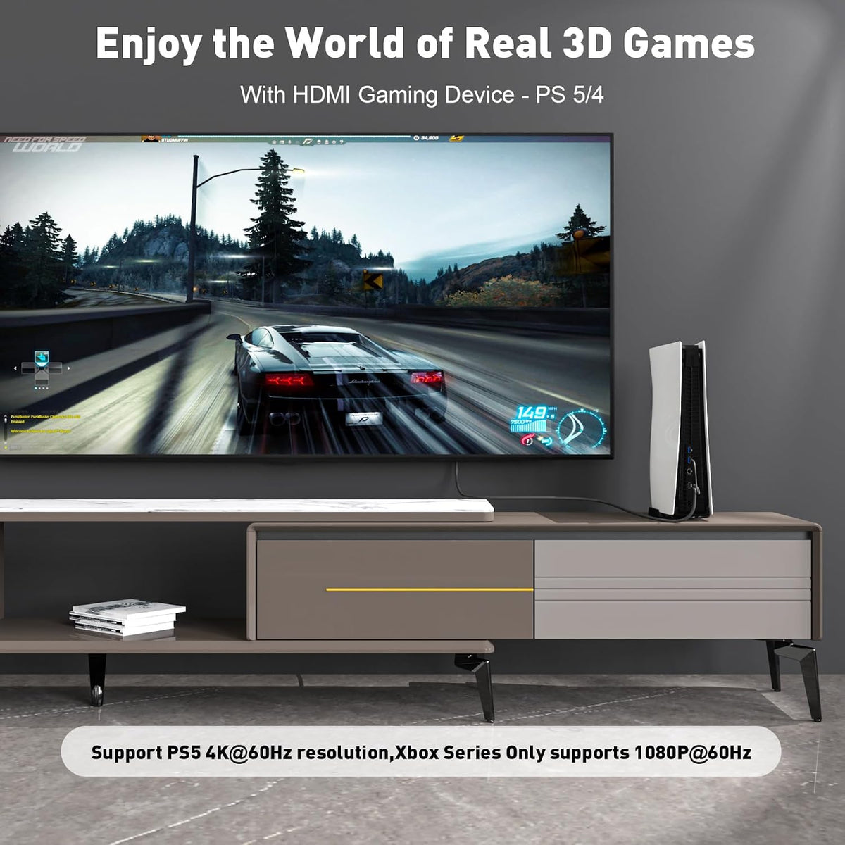(4K 60Hz,1080p@120Hz) 10FT PC,Laptop,AMD,NVIDIA,PS5,Xbox UANTIN Active HDMI to DisplayPort Cable Uni-Directional HDMI