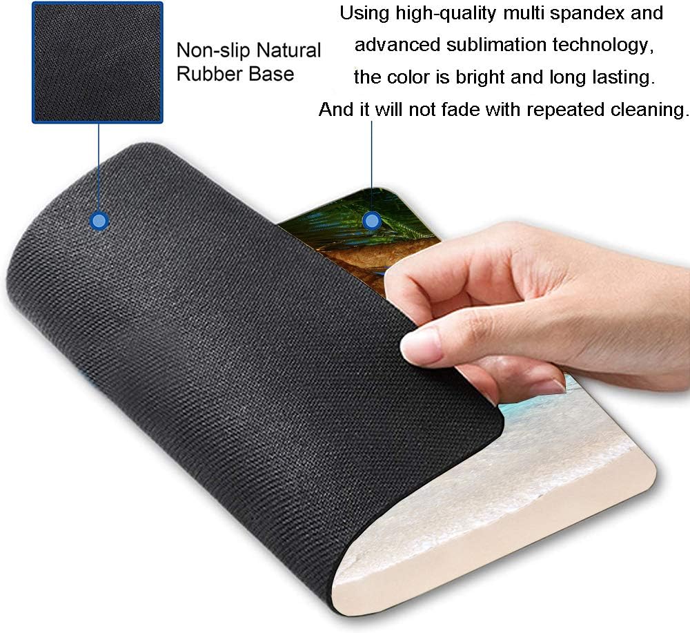 Beach Mouse Pad With Coconut Trees - Gaming Mat, Square Waterproof, Non-Slip Rubber Base for Office, Home, Laptop, Travel - 9.5"x7.9"x0.12" Inch