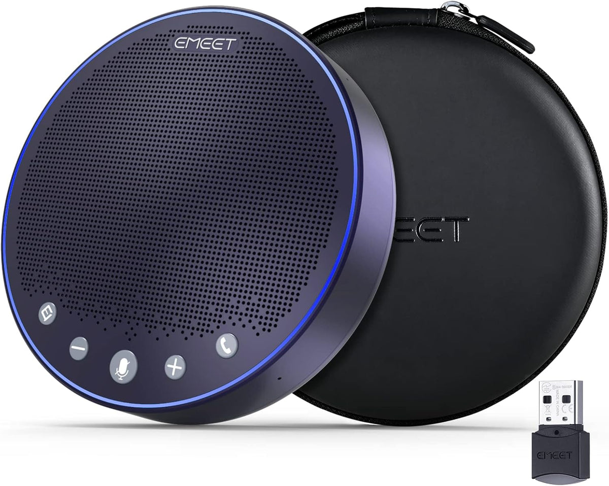 EMEET Bluetooth Speakerphone M3, Zoom Certified 4 AI Mics 360°Voice Pickup 18H Talk Time Conference Speaker and Microphone, USB/Bluetooth Conference Speaker w/Daisy Chain for 20 People for Zoom Teams