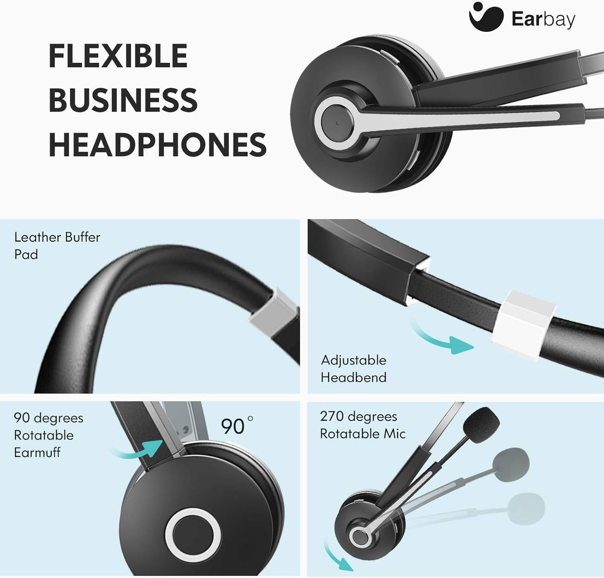 USB Computer Headset with Microphone for Laptop PC,3.5mm Wired Stereo Call Center Headset with Microphone Noise Cancelling, Corded Desktop Headphones with Mic & Mute for Office/Telework/Home/Zoom