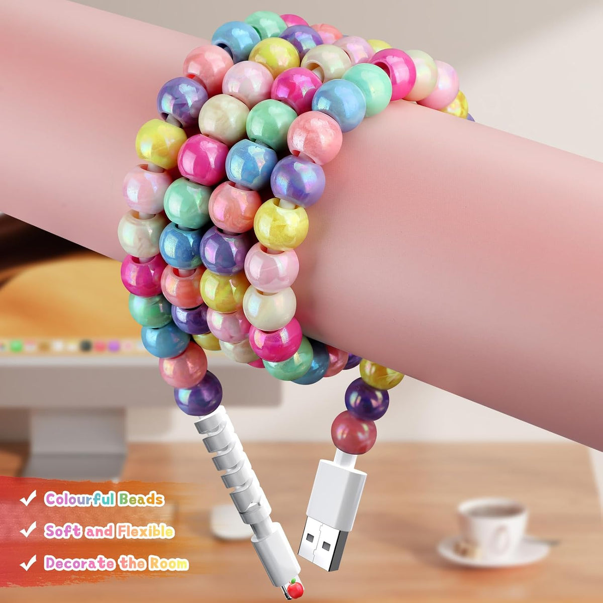 66W 3.3FT 14 13 12 11 8 7 6 Aolcev for iPhone Charging Cord Fast Charger Cable MFi Certified Cute Beaded Phone Charger