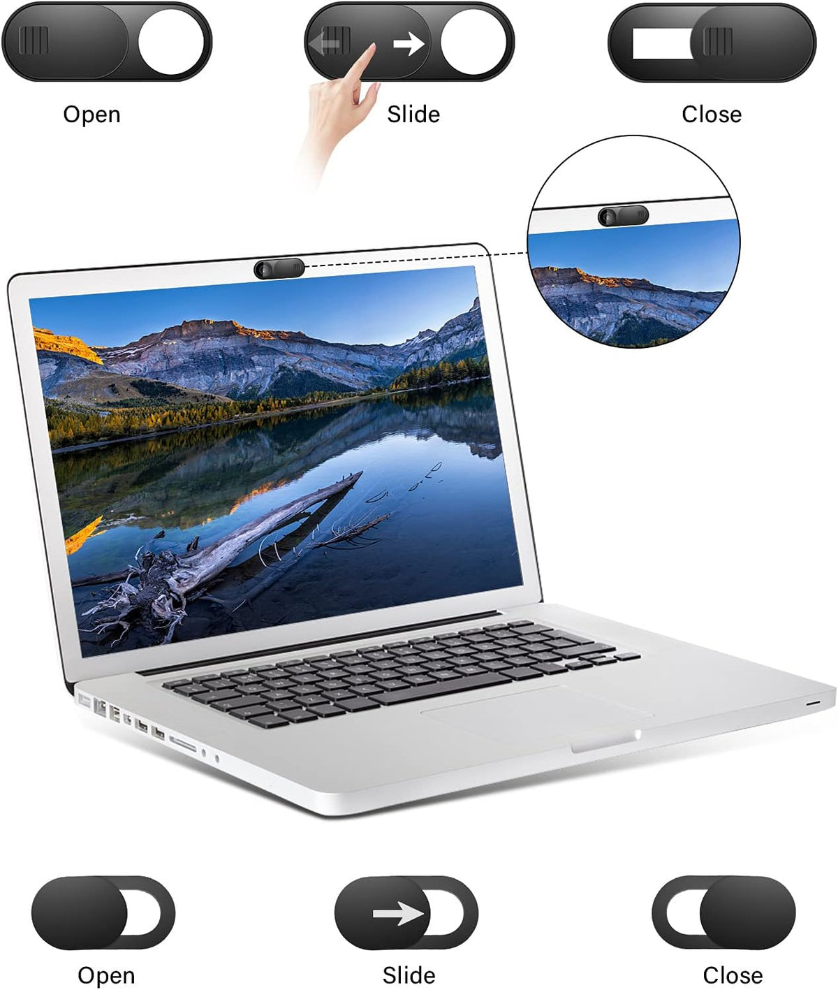 Webcam Cover Slide, 14 Pack Webcam Cover, Ultra-Thin Camera Cover for Laptop, Desktop, PC, MacBook, iPad, Tablet, iPhone, Cell Phone, Laptop Camera Cover Slide to Protect Your Privacy(Black)