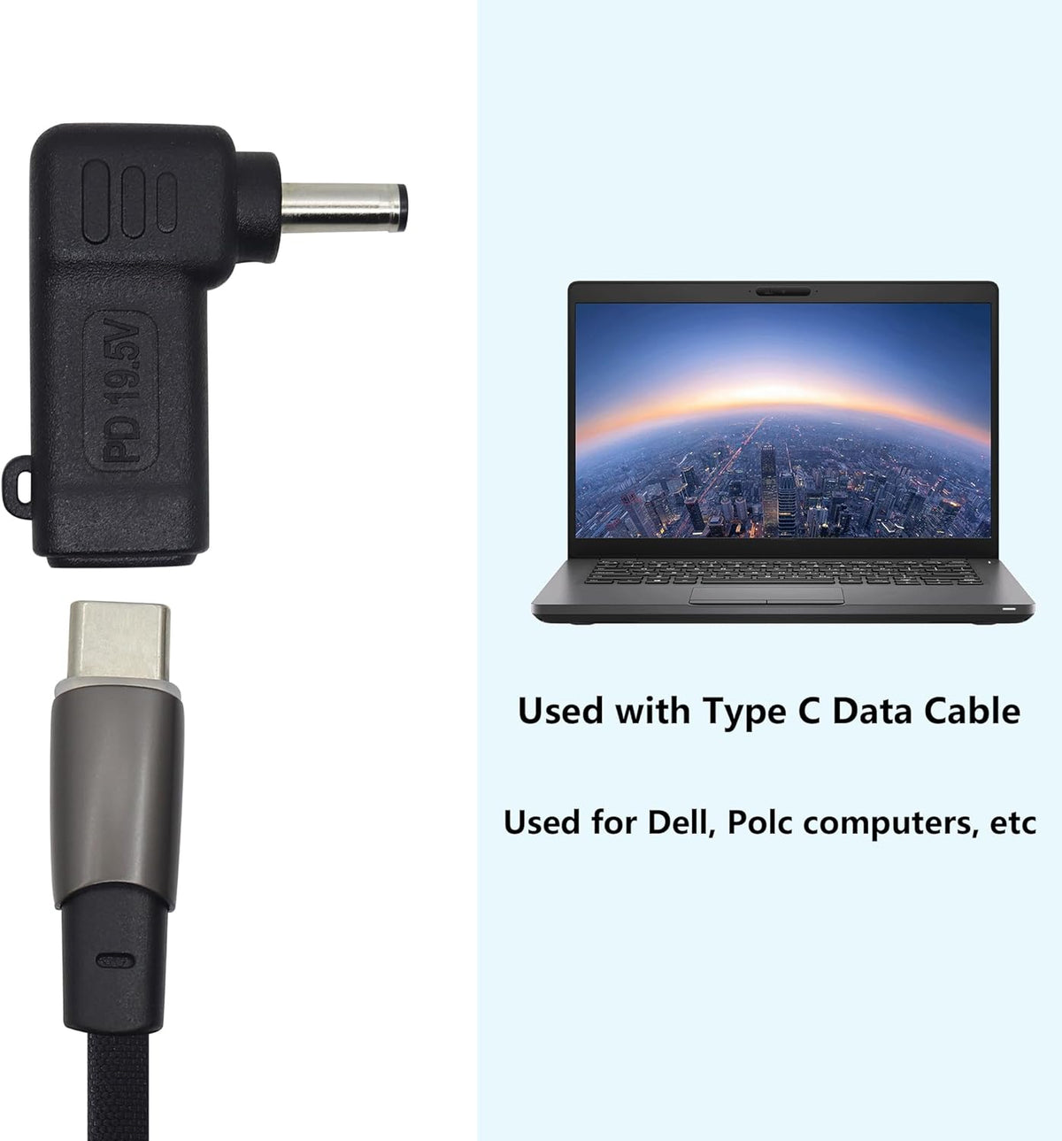 90W PD Power Charger Connector Adapter USB C to 4.5mm Laptop Charging Adapter Type C Female to DC 4.5 x 3.0mm Male Plug PD Power Charger Connector for H-P/De-ll[DP-4530]
