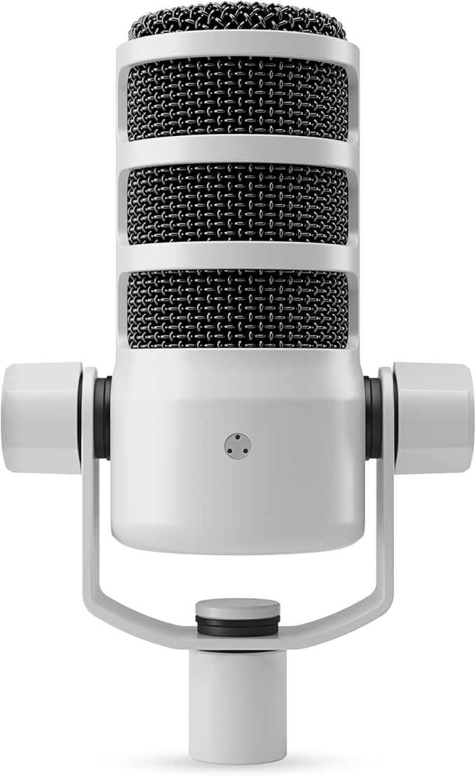 Rode PodMic Cardioid Dynamic Broadcast Microphone (White) with XLR Cable and StreamEye Polishing Cloth