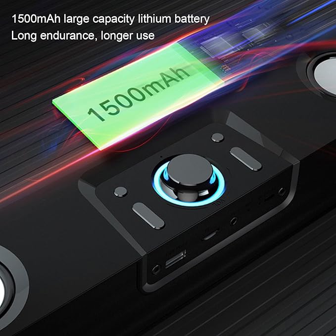 Yunseity Computer Speaker Cordless HiFi Stereo with Subwoofer USB AUX Clock Alarm Radio for Laptop PC Gaming Display Suitable for Family or Friends (Black)