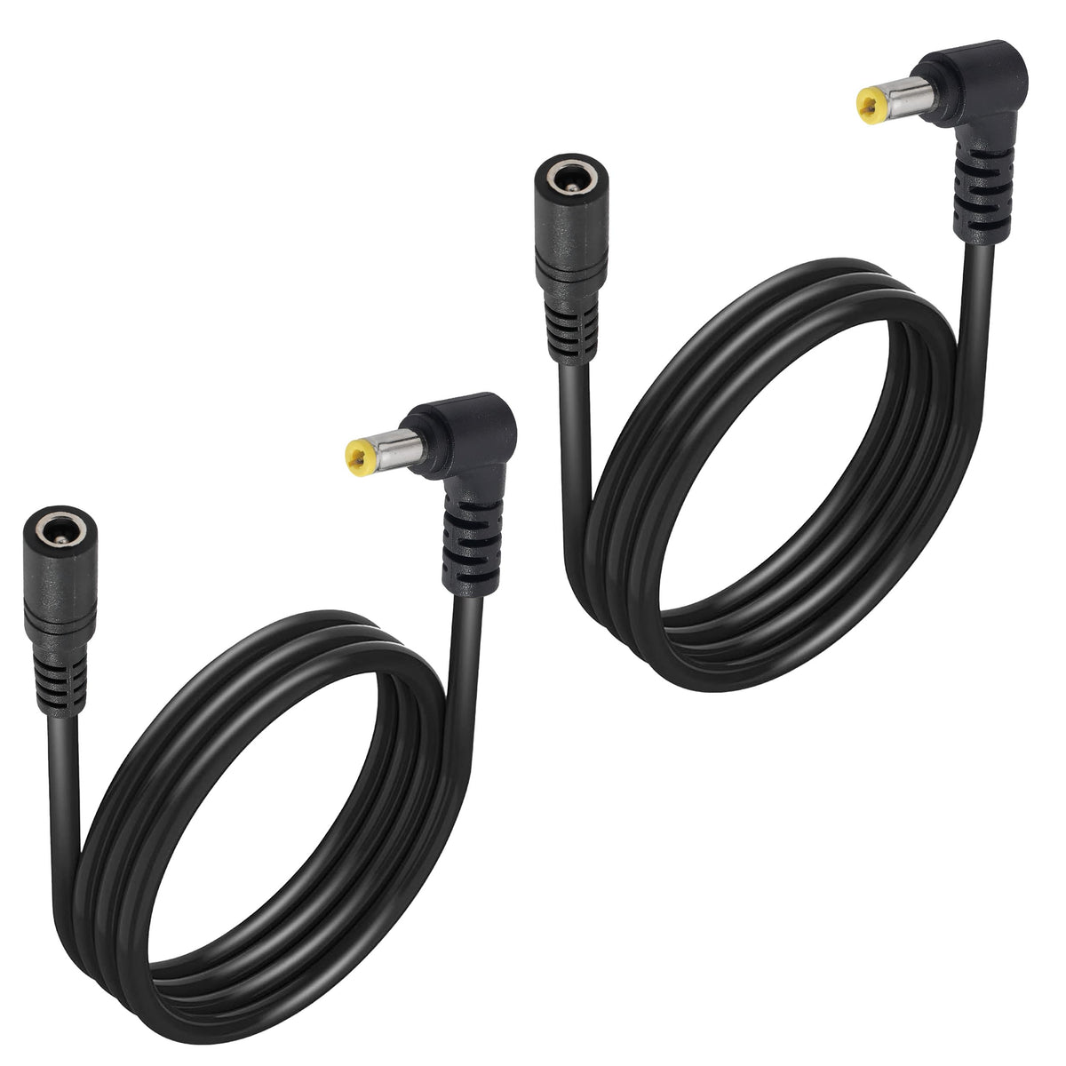 Jienk 2PCS 3FT 18AWG Right Angle DC5525 Power Extension Cable, 5.5mm x 2.5mm 90 Degree Male to Female Plug Power Cord for CCTV Security Camera,DVR,LED