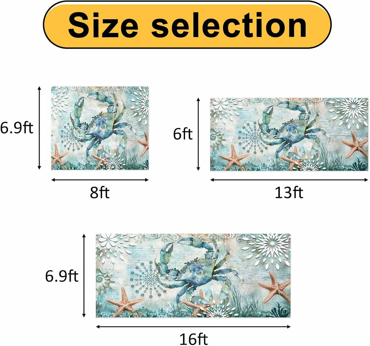 GNAKT AREWG 13x6ft Summer Garage Door Banner Cover Coastal Crabs Starfish Waterweed Garage Door Decoratons Banner