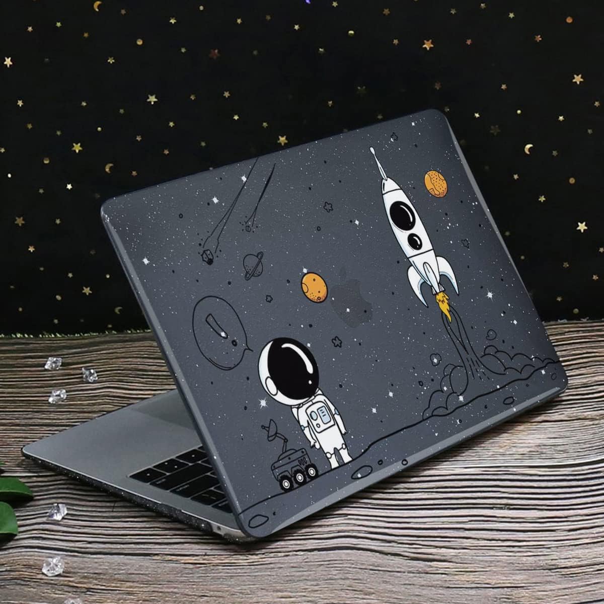 for MacBook Air 13 inch Case 2020 2019 2018 Release M1 A2337 A2179 A1932, Glitter Crystal Pritned Pattern Hard Case Cover for Mac Air 13.3" Retina Display Touch ID, Astronauts & Spacecraft