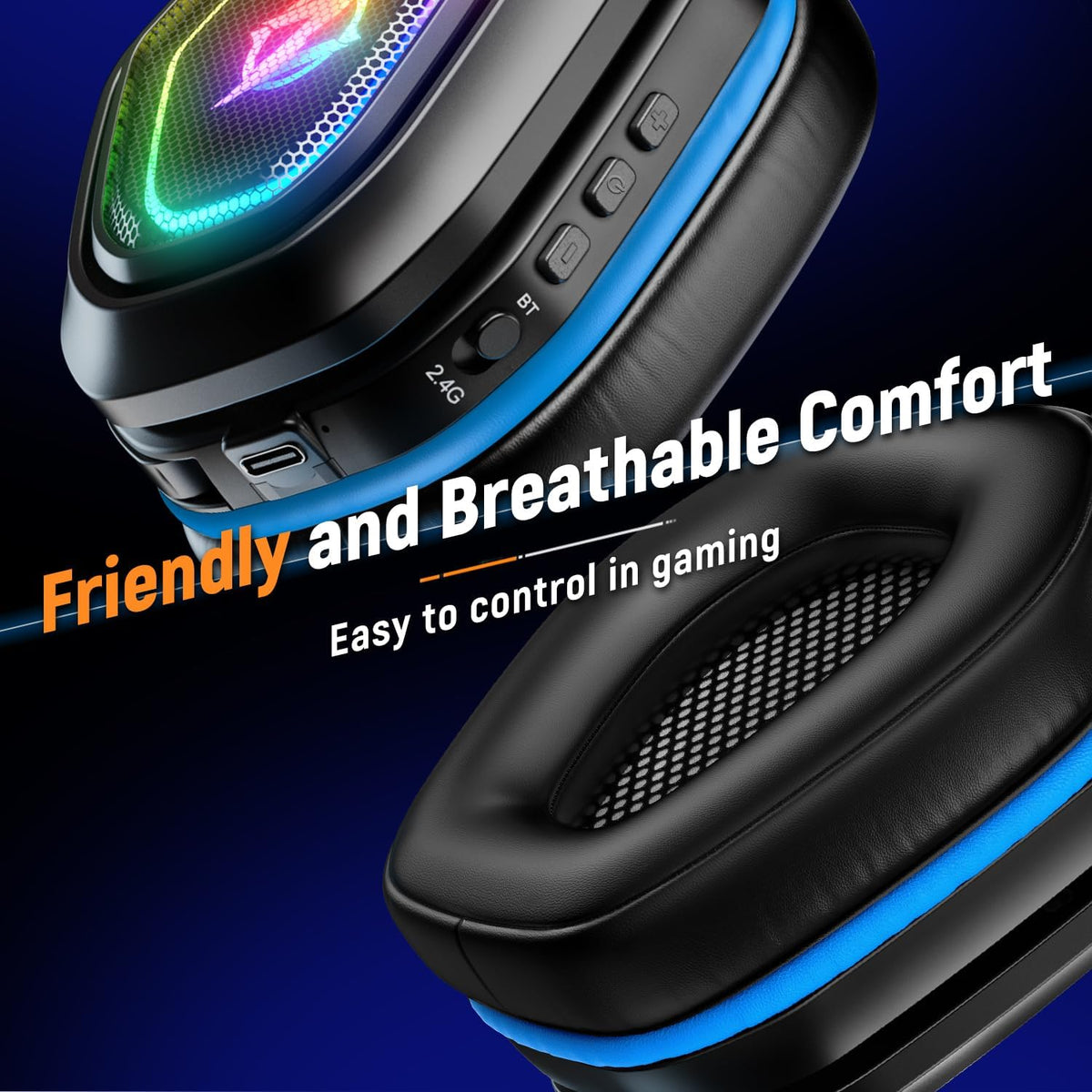 Wireless Gaming Headset for PC, Ps5, Ps4 with Flip Microphone
