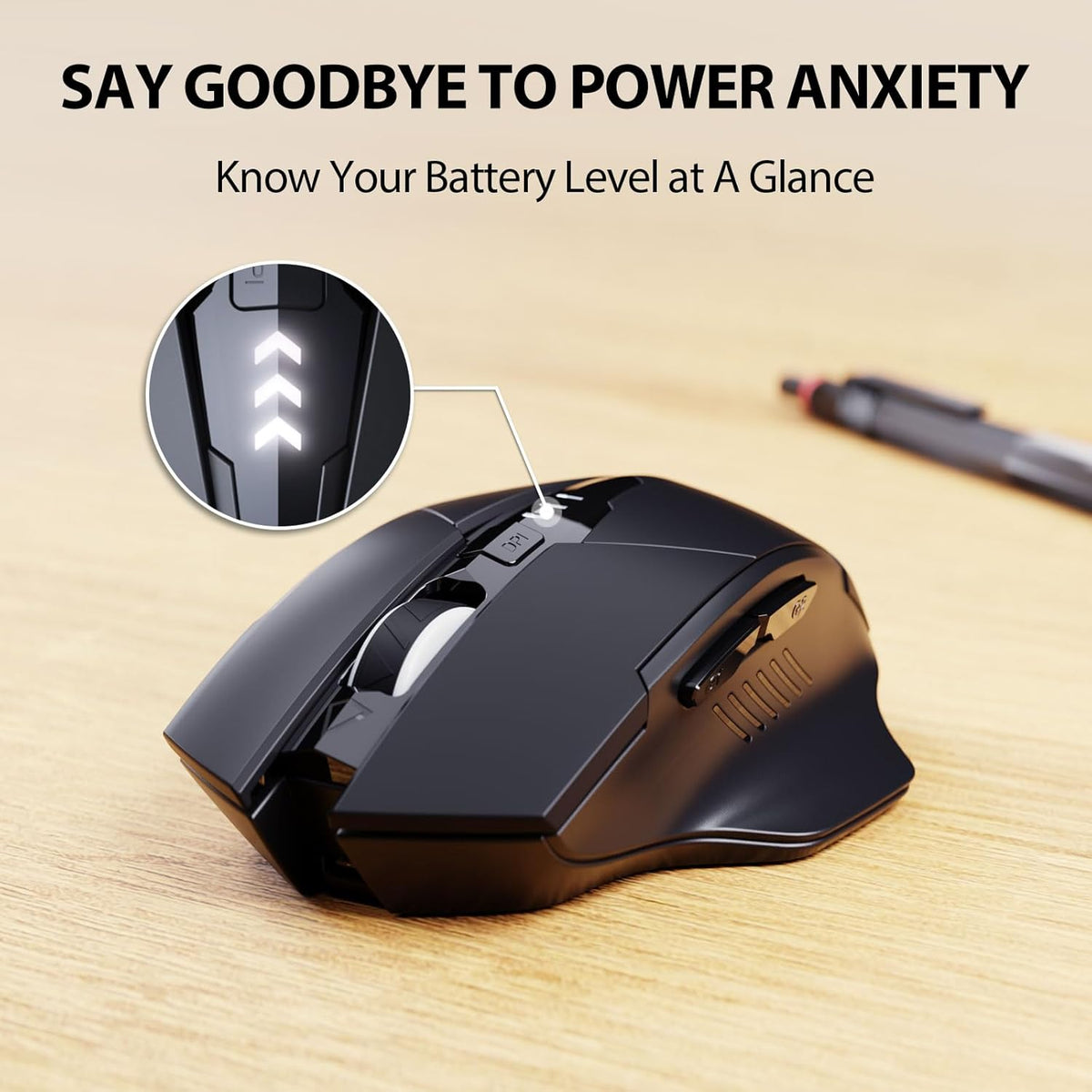 INPHIC 2.4G 6 2400DPI 4 Wireless Mouse Rechargeable, [Battery Level Visible], Silent Click USB Cordless Mouse