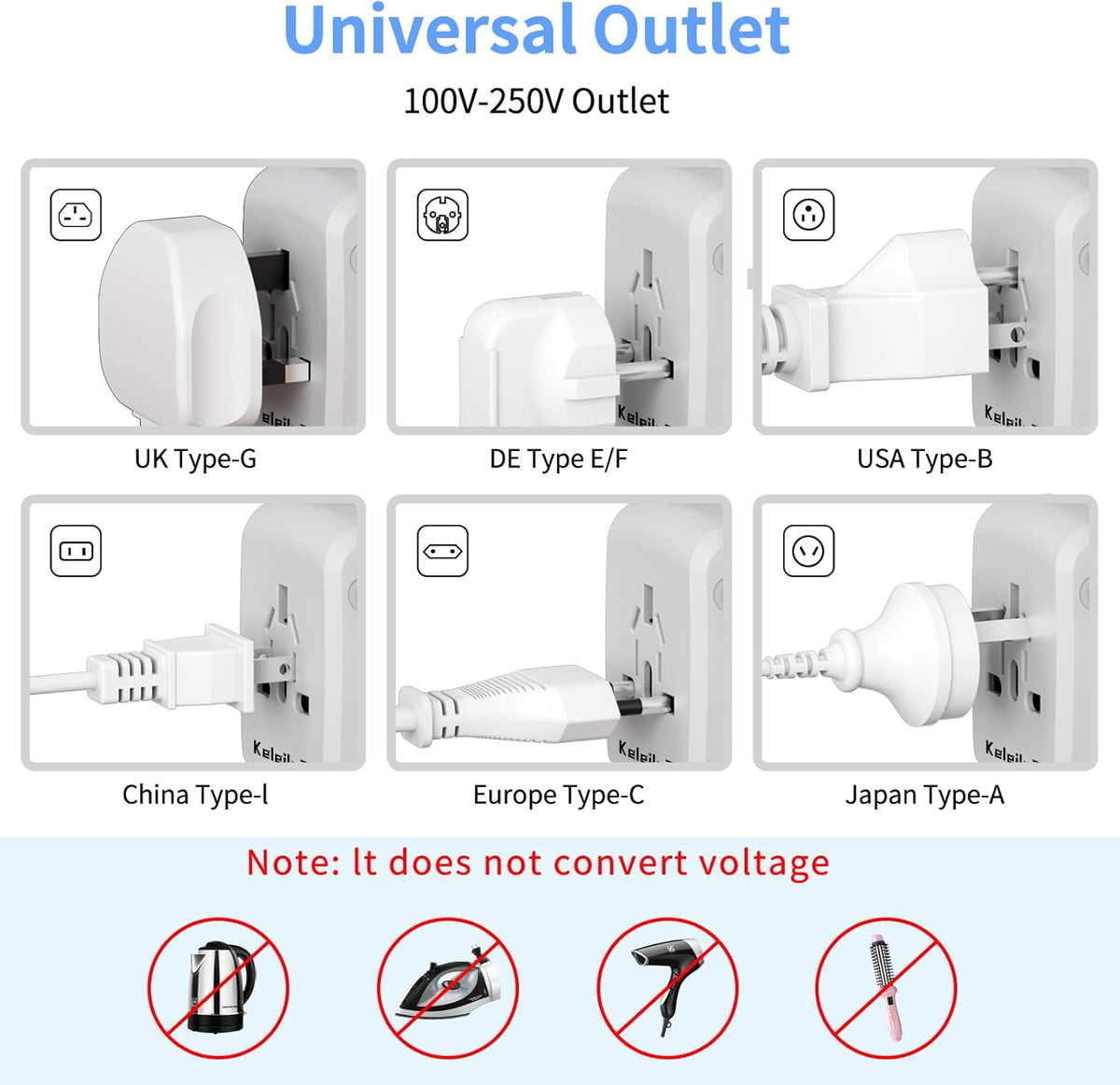 Universal Travel Adapter,International Plug Adapter,WAUDM All in One Universal USB Travel Power Adapter with 3 USB Port and Type-C for Multi-Nation Travel US EU UK Australia