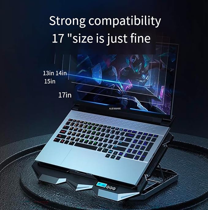 Laptop Cooling pad for Dell Vostro 3520 Gaming laptops Laptop Cooler with 4 Fans LCD Display Screen 4 Height 2 USB-A Port Laptop Stand