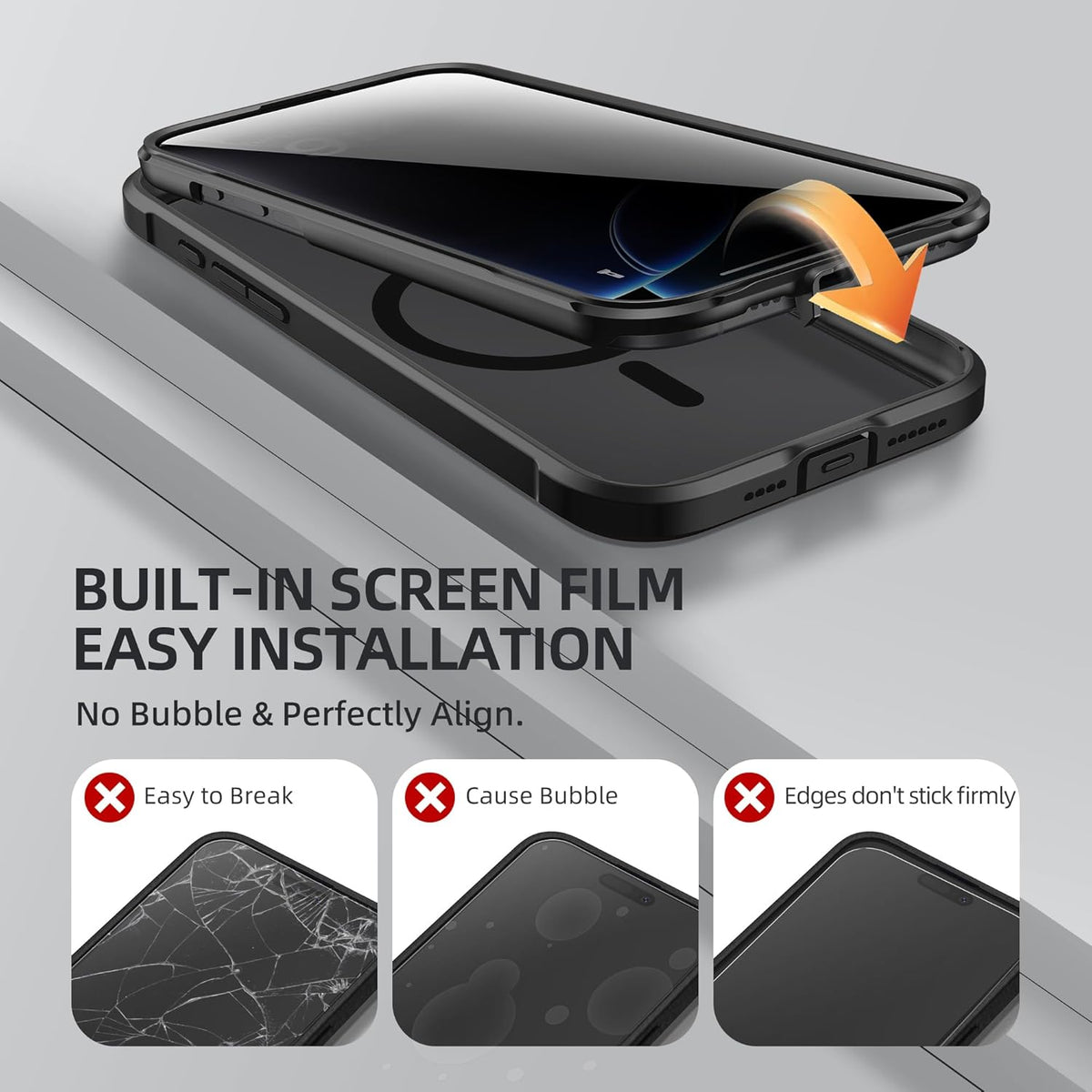 BERFY Magnetic for iPhone 16 Pro Case, Compatible with MagSafe, Built-in Privacy Screen Protector and Upgraded Camera Protection, Anti-Spy Full Body Shockproof Phone Case for 16 Pro 6.3", Matte Black