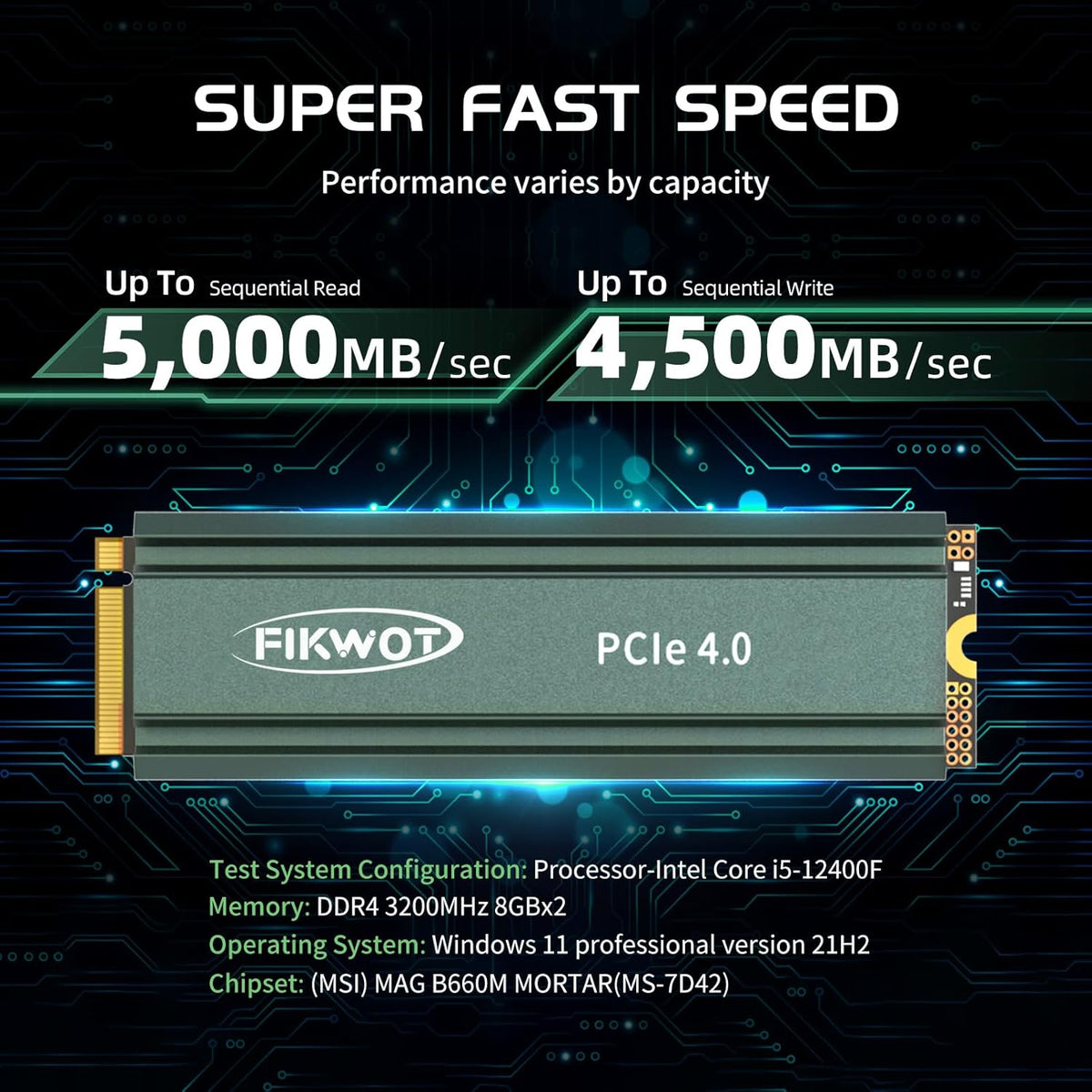 FN960 2TB M.2 2280 PCIe Gen4 x4 NVMe 1.4 Internal Solid State Drive with Heatsink - Speeds up to 5,000MB/s, Dynamic SLC Cache, Internal SSD