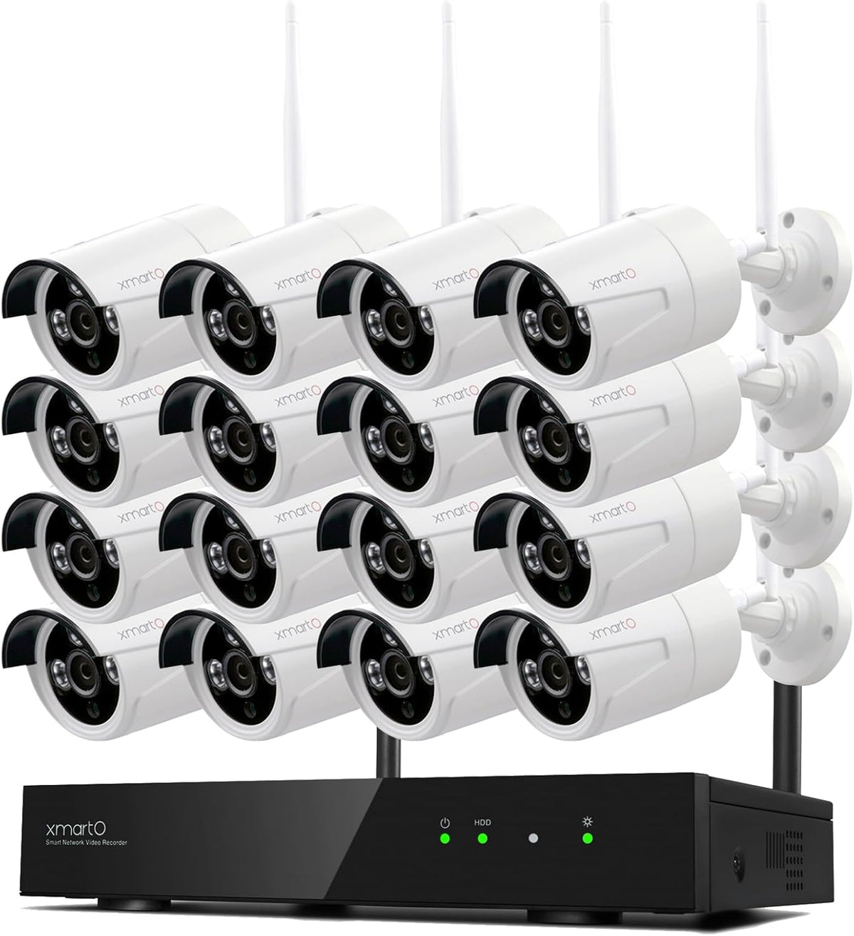 XMARTO Wireless Security Camera System 16CH Wi-Fi 6 16PC 3MP Wireless Security IP Camera System(Built-in Router, Plug N Play, Mobile View, Night Vision, Supports Audio Microphones)