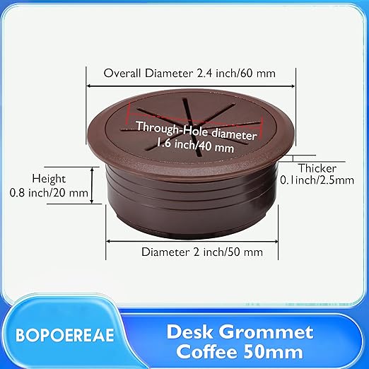 BOPOREAE 8 Pcs Desk Grommet 2" (50mm), Desk Hole Cover for Cables