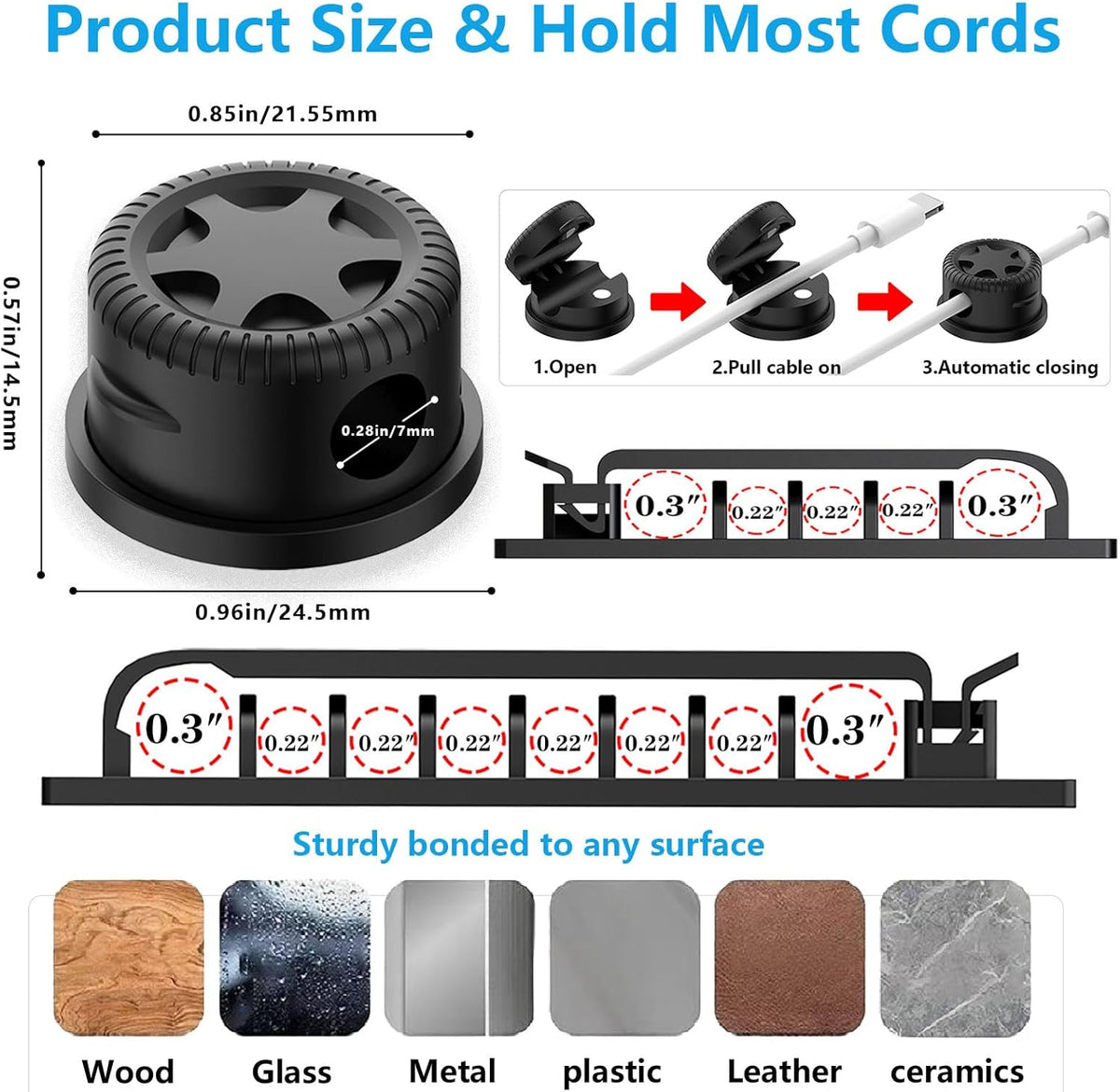 ELII 328Pcs 8 Holder,69Adhesive Clips,4 Split,22Reusable Strap,200 25 Cable Management Kit, Magnetic Cable Cable Cable