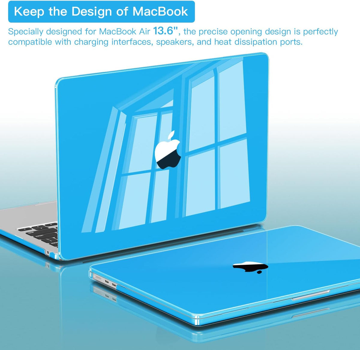 CISSOOK Compatible with MacBook Air 13.6 inch Case 2022 2024 2025 Release Model A268 A3113 A3240 with Touch ID, Laptop Hard Shell Case with Keyboard Cover for Mac Air 13.6 M2 M3 M4, Sky Blue