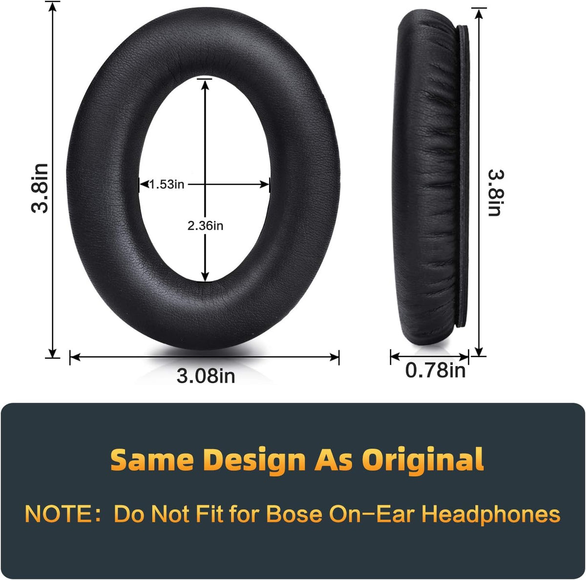 Premium Replacement Ear Pads for Bose QC35 & QC35ii Headphones Made by GEVO- Comfortable Adaptive Memory Foam and Extra Durable - Fits QuietComfort 35 & 35ii / SoundLink 1&2 AE（Over-Ear） (Black)