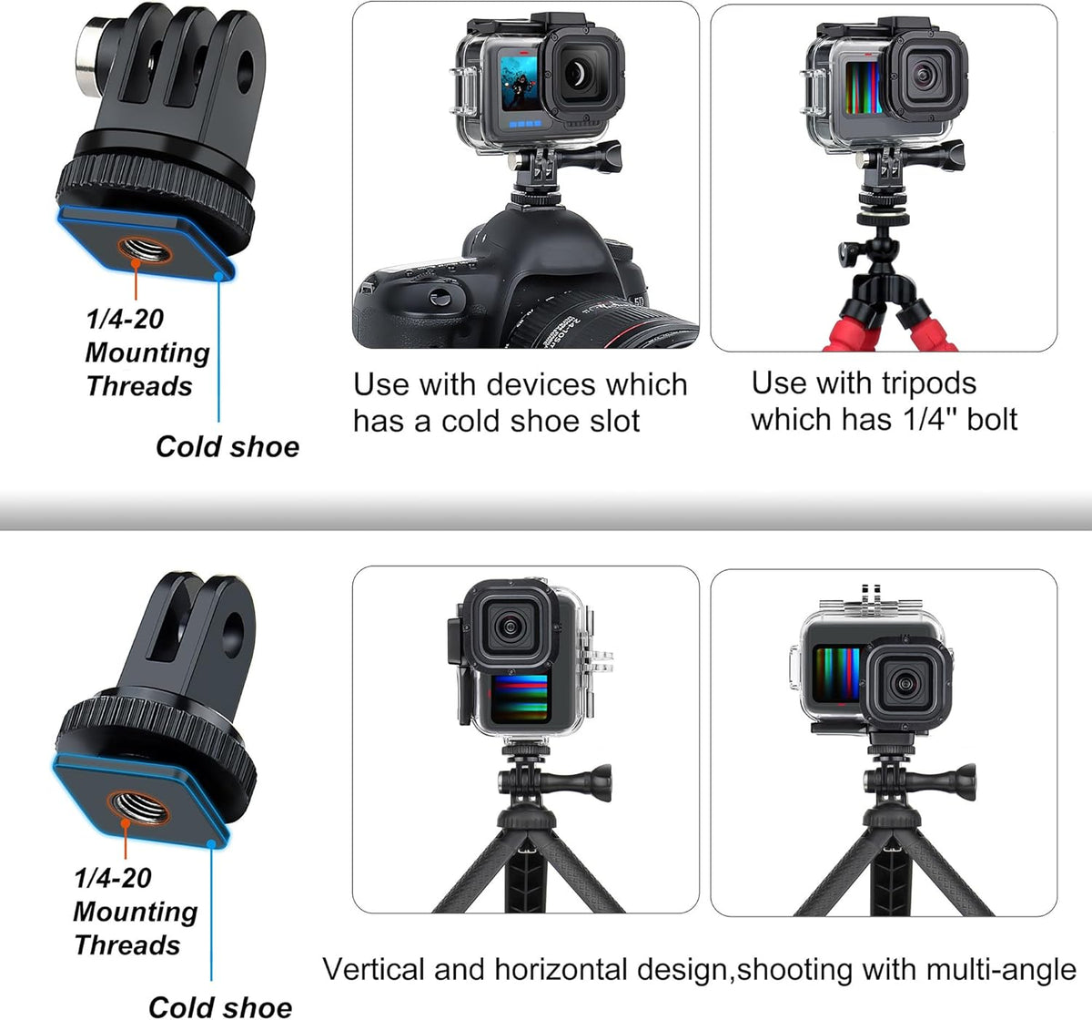 SOONSUN Waterproof Case with Dive Filters for GoPro Hero 13/12 / 11/10 / 9 Black, 196 Feet Underwater Protective Dive Housing Case with Red, Light Red, Magenta, 5X Close-up Macro Filters