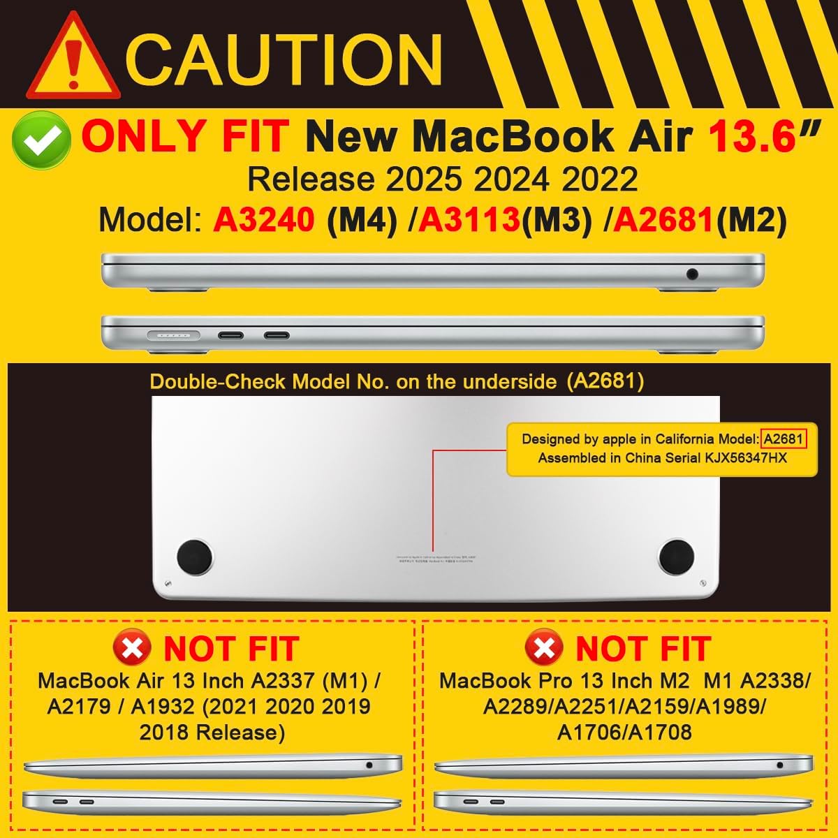 Batianda for M4 MacBook Air 13.6 inch Case 2025 2024 2022 Release Model A3240 A2681(M2) A3113(M3), Heavy Duty Shockproof Protective Hard Shell with Fold Kickstand & Keyboard Cover, Khaki