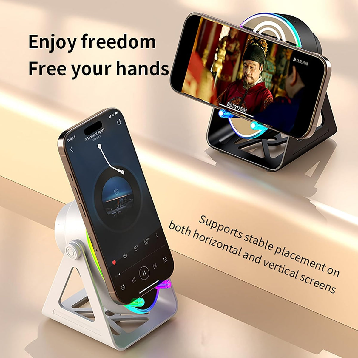 Hounyoln 5 1 1800mAh 360 4-13" in Induction Bluetooth Speaker with Phone Stand, RGB Lighting Induction Speaker