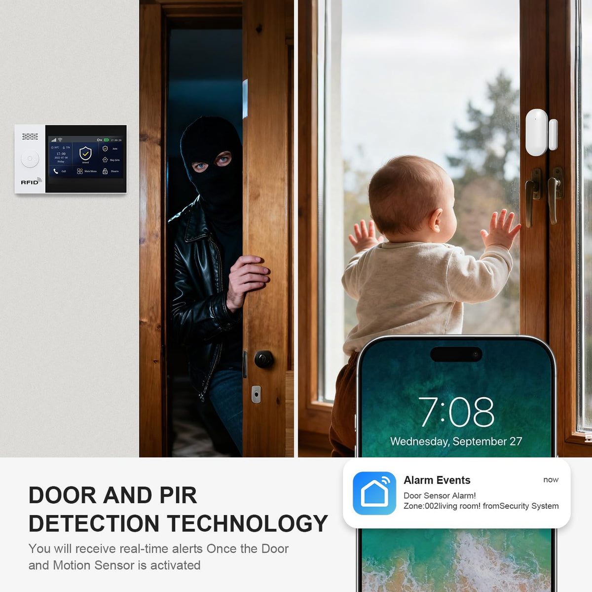 PGST Wireless Home Alarm System with Expanded Motion Detector,Door Alarm Sensors,4G GSM/Tuya App Instant Alerts,Work with Google&Alexa
