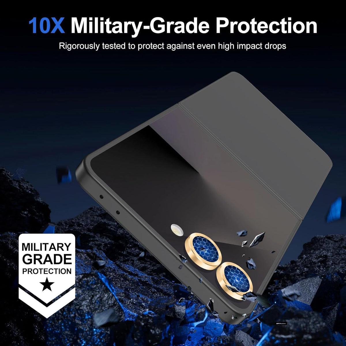 for Samsung Galaxy Z Flip 7 Camera Lens Protector, Individual Metal Ring Tempered Glass Lens Cover, [Strong Adsorption] Scratch Resistant Ultra-Thin HD Clear Lens Cover, 1 Set-Gold