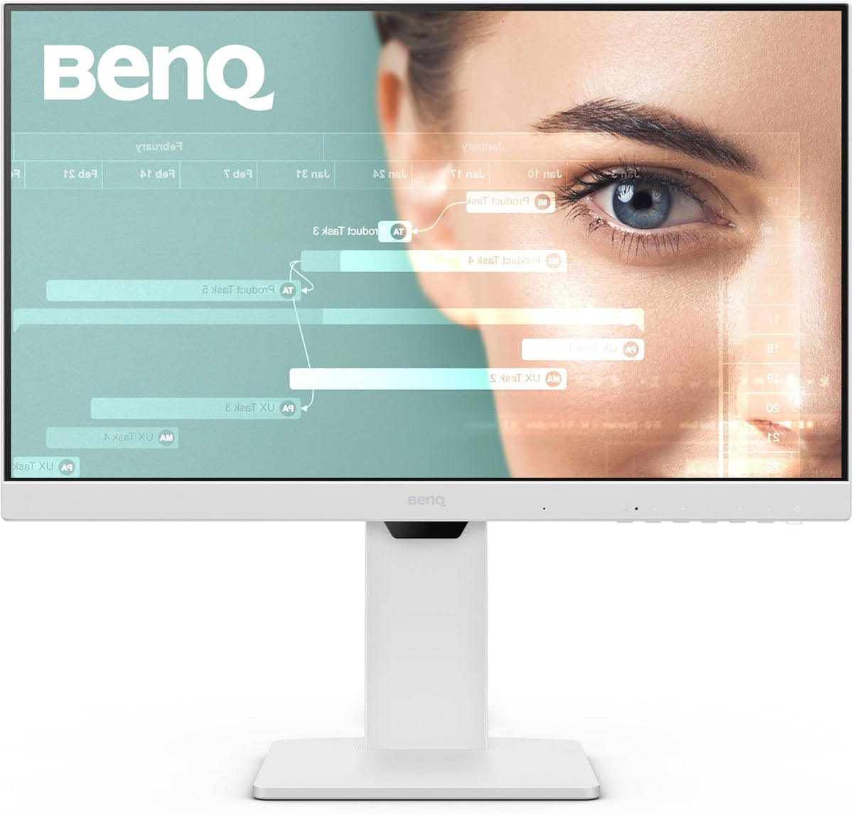 BenQ GW2486TC Office USB hub Monitor 24" 1080p | Coding Mode | IPS | Eye-Care Tech | Adaptive Brightness | Height Adjustable | White Monitor | Noice-Cancelling Mic | Daisy Chain | USB-C