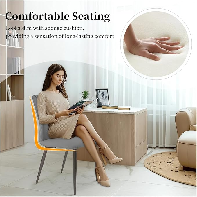 Adjustable Office Computer Chair with Armrest 2pcs Leather Upholstered Dining Chair with High Backrest for Living Room Kitchen(Dark Grey)