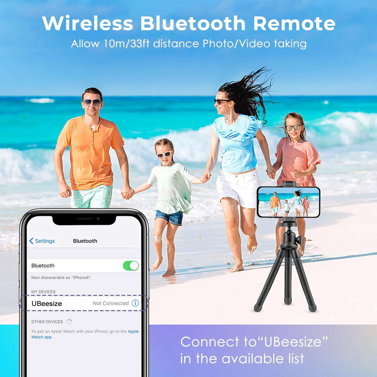 UBeesize Phone Tripod, UBeesize 12 Inch Flexible Cell Phone Tripod Stand Holder with Wireless Remote Shutter & Universal Phone Mount, Compatible with Smartphone/DSLR/GoPro Camera