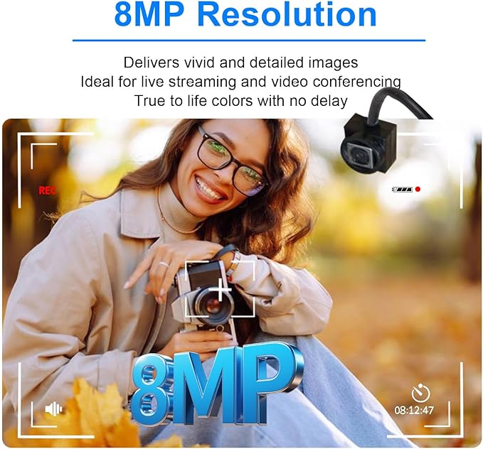 USB HD Webcam with Built in Microphone Full HD 8MP Type C Webcam Auto Focus USB Web Camera for Live Streaming Meeting Online Video Zoom