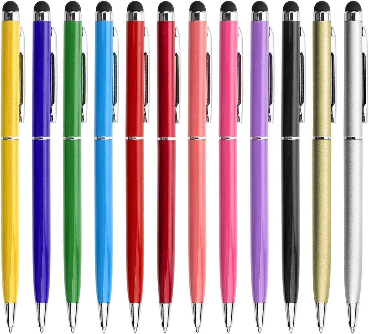 innhom 12 Pack Stylus Pens for Touch Screens Stylus Pen for ipad Compatible with iPad iPhone Tablets Samsung Kindle and Black Ink Ballpoint Pens-2 in 1 Stylists Pens