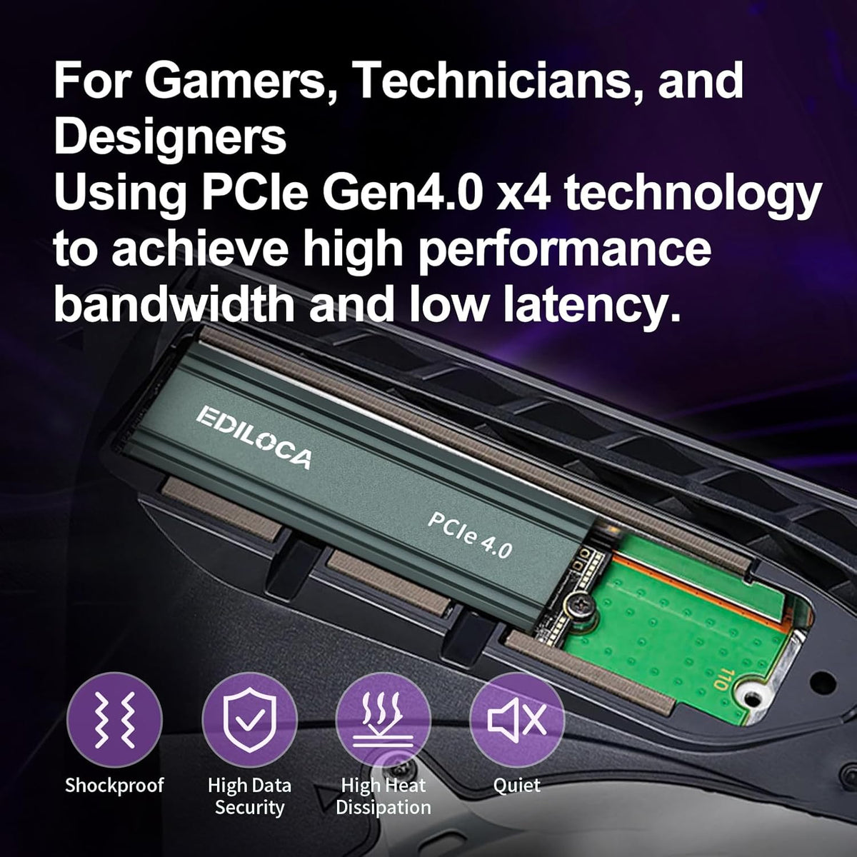 1TB M2 NVME SSD with Heatsink - PCIe Gen4.0 NVMe M.2 2280 3D NAND TLC, 5000MB/s Read, Internal Solid State Drive for PS5/PC, Dynamic SLC Cache, PS5 Storage Expansion, 5-Year Warranty(EN760)