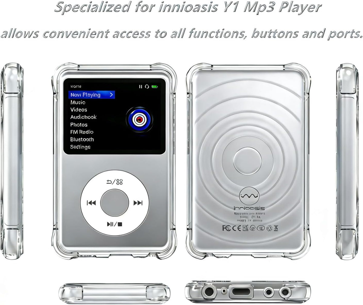 Fotosuncy Y1 Mp3 for innioasis Player Case, Anti-Slip and Scratch Resistant, Lightweight Flexible Shockproof Protective