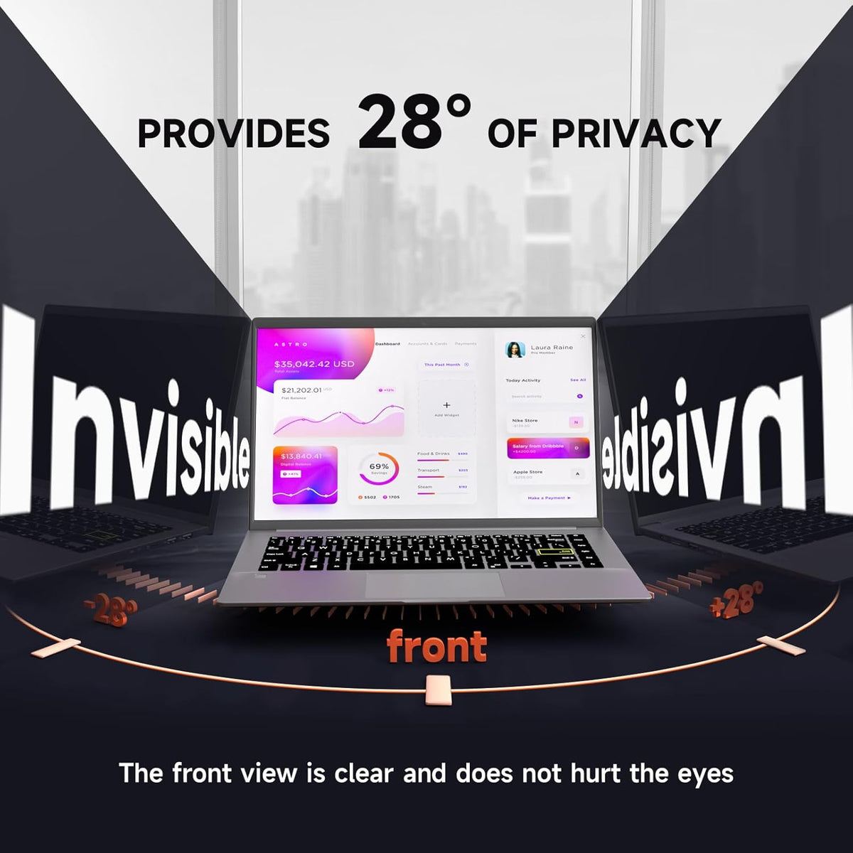 Mamol 15.6 Inch Laptop Privacy Screen Filter for 16:9 Widescreen Display, Eye Protection Anti Glare & Blue Light Filter, Privacy Screen Protector for 15.6" Laptop
