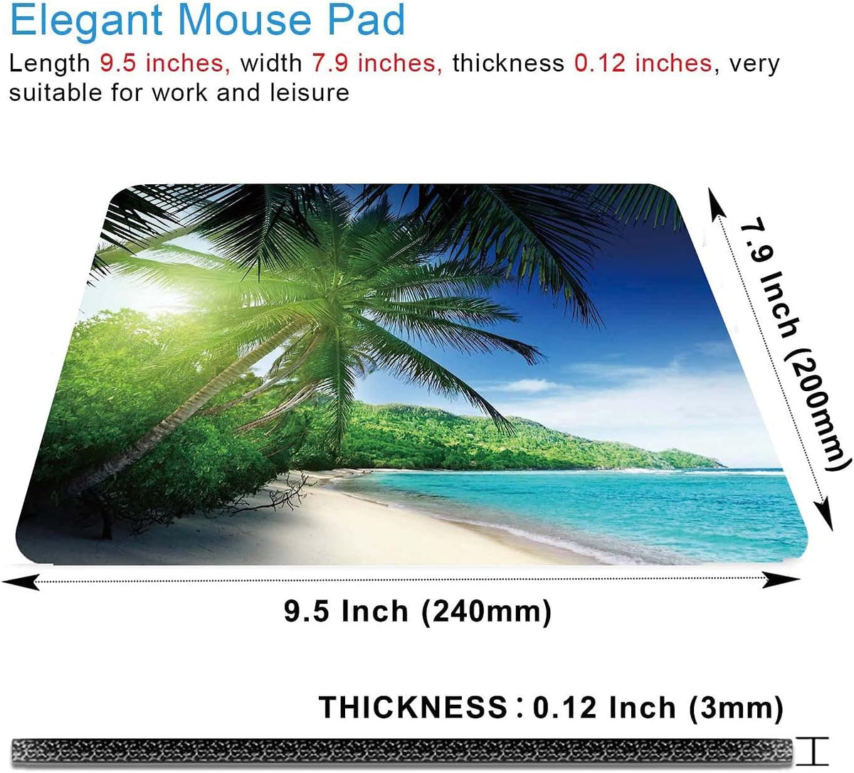 Beach in Sunset Mouse Pad,Non-Slip Rubber Base Wireless Gaming MousePads for Computers Laptop Office,Cute Mouse Pads with Designs for Women
