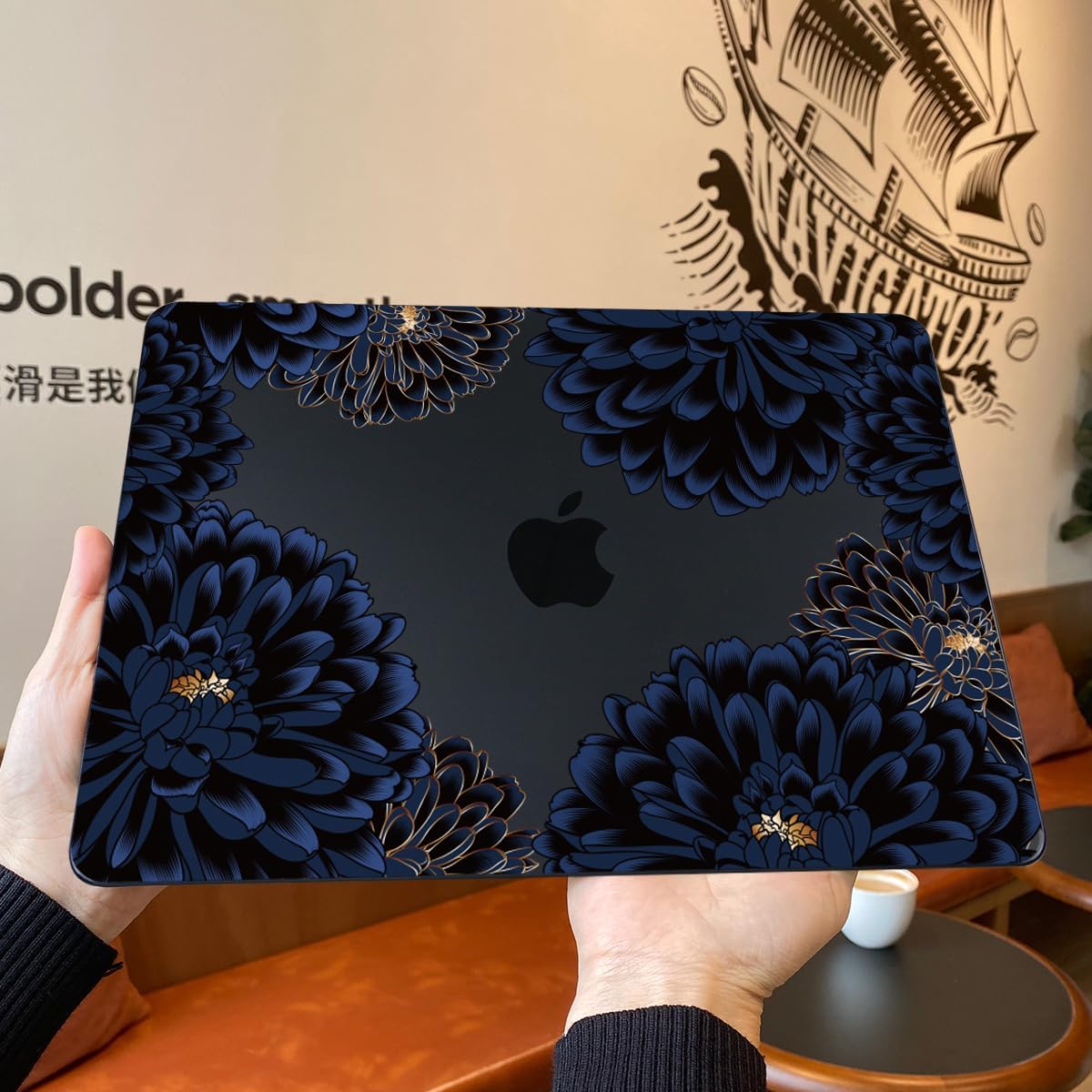Teryeefi for MacBook Air 13.6 inch Case Release 2022 2023 2024 2025, Fits Model A2681 A3113, Design Pattern Slim Cover+Keyboard Cover+OTG Adapter for 13.6 inch MacBook Air M2 M3, Chrysanthemums